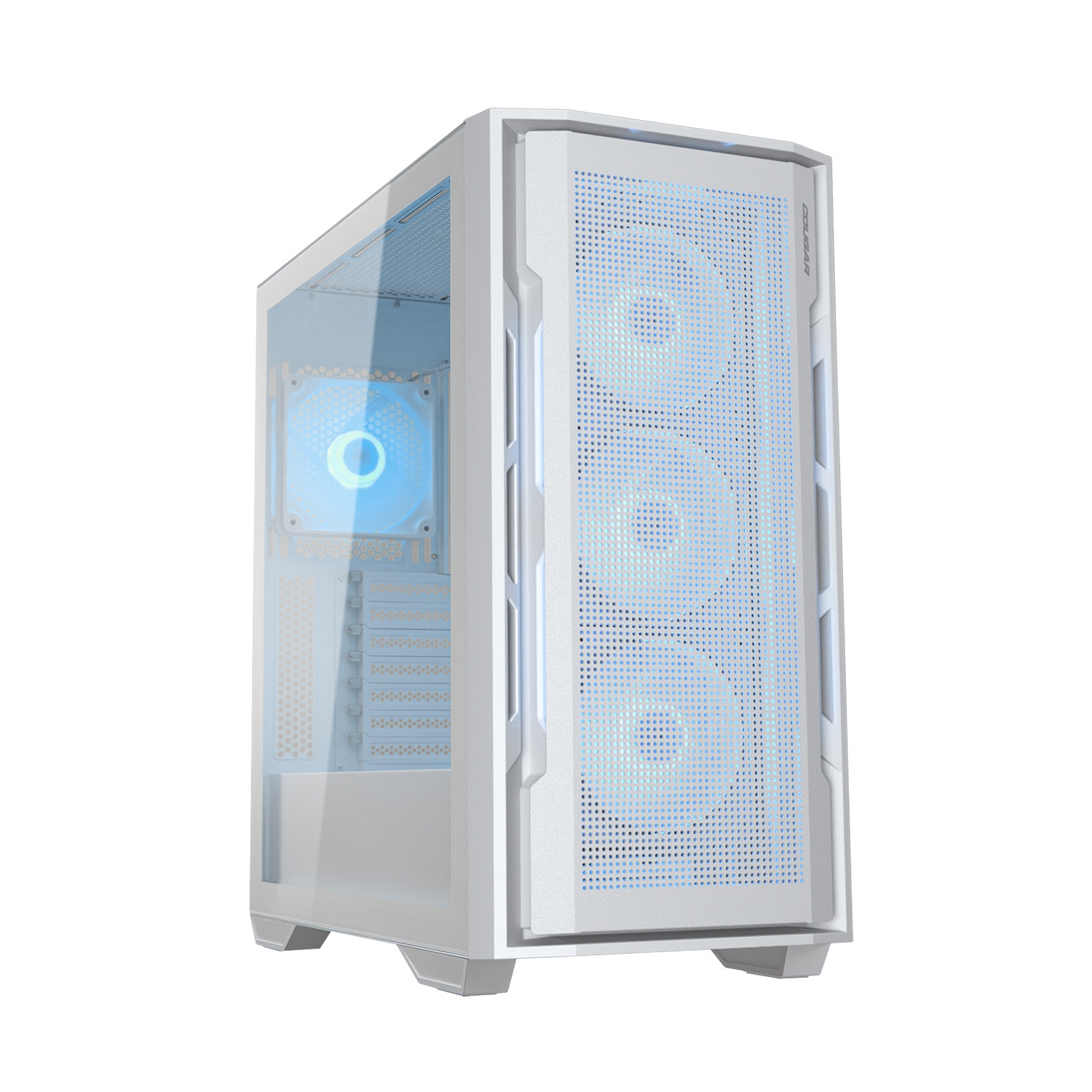 Cougar UNIFACE RGB Mid Tower ATX Computer Case, Tempered Glass Side Panel, 4 x 120mm ARGB Fans Pre-Installed, White