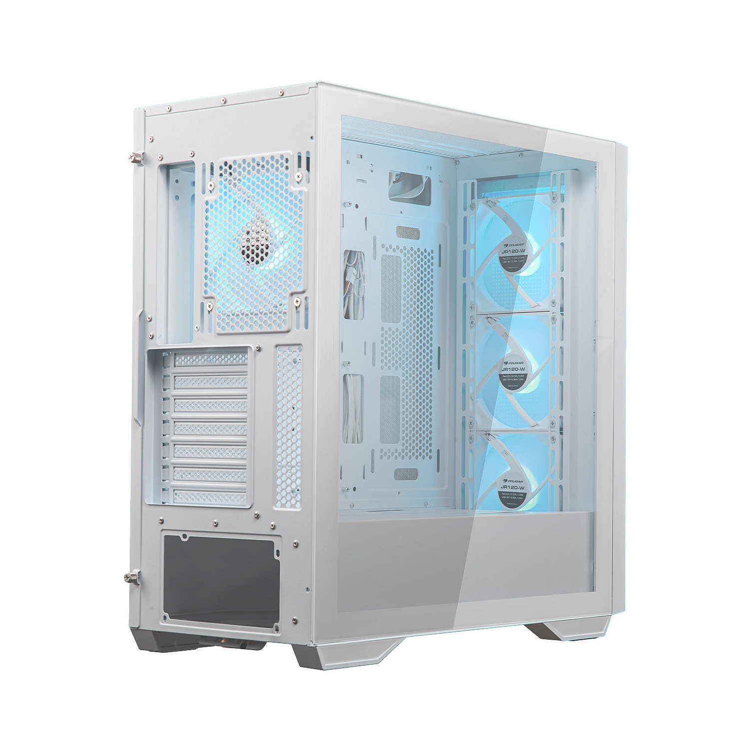 Cougar UNIFACE RGB Mid Tower ATX Computer Case, Tempered Glass Side Panel, 4 x 120mm ARGB Fans Pre-Installed, White