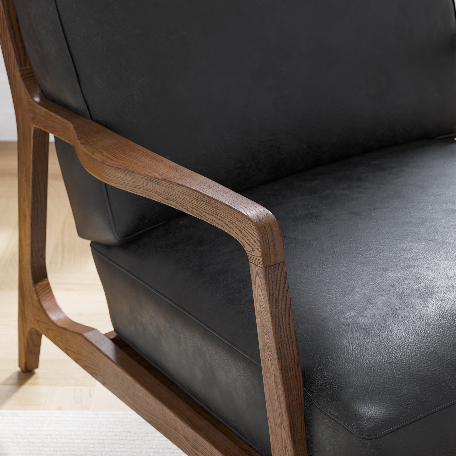 Valencia Ella – Fauteuil d’appoint en cuir de surface, noir