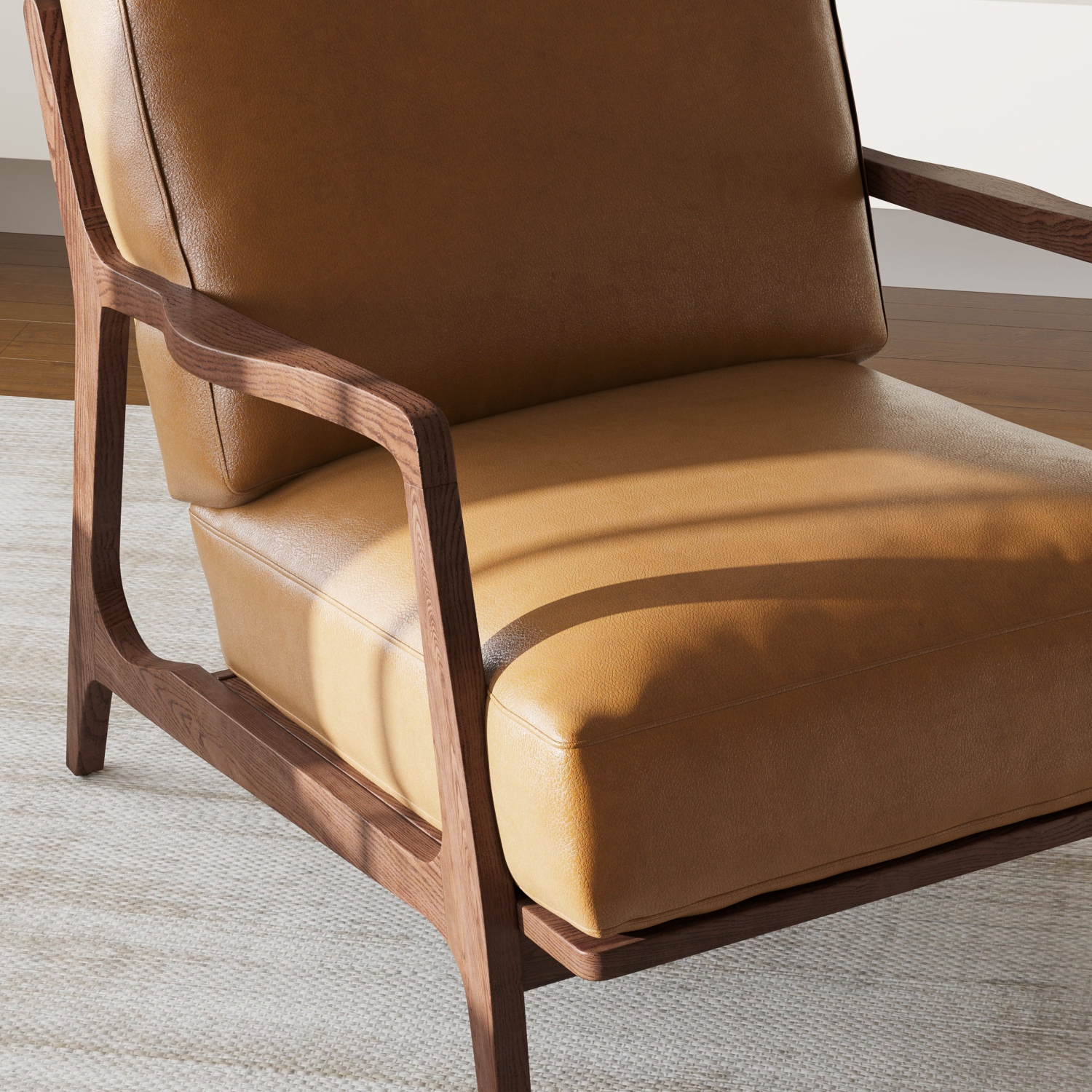 Valencia Ella – Fauteuil d’appoint en cuir de surface, couleur cognac