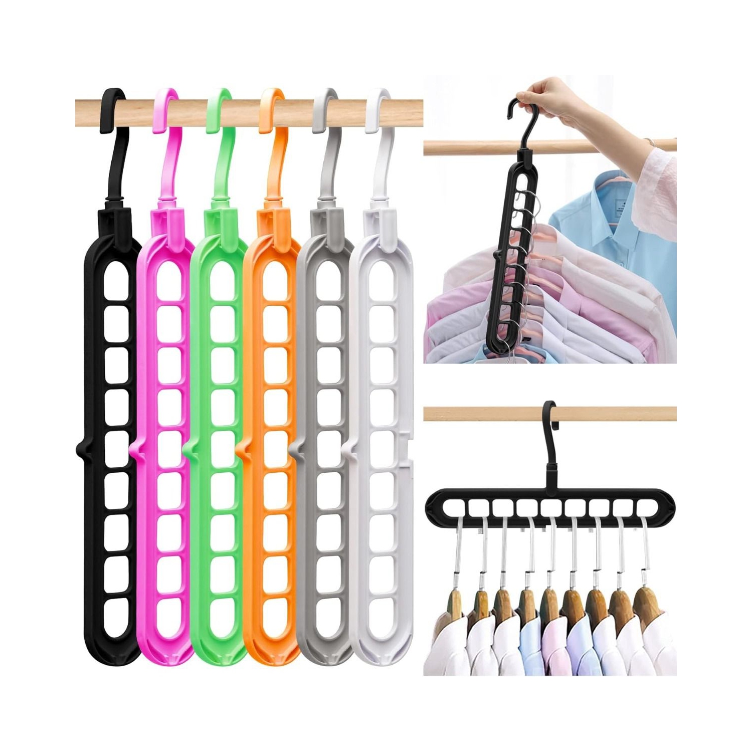 Range-placard et rangement, cintres pour organisateur de placard, cintres Magic Space Saving avec 9 trous pour rangement de placard, rangement de