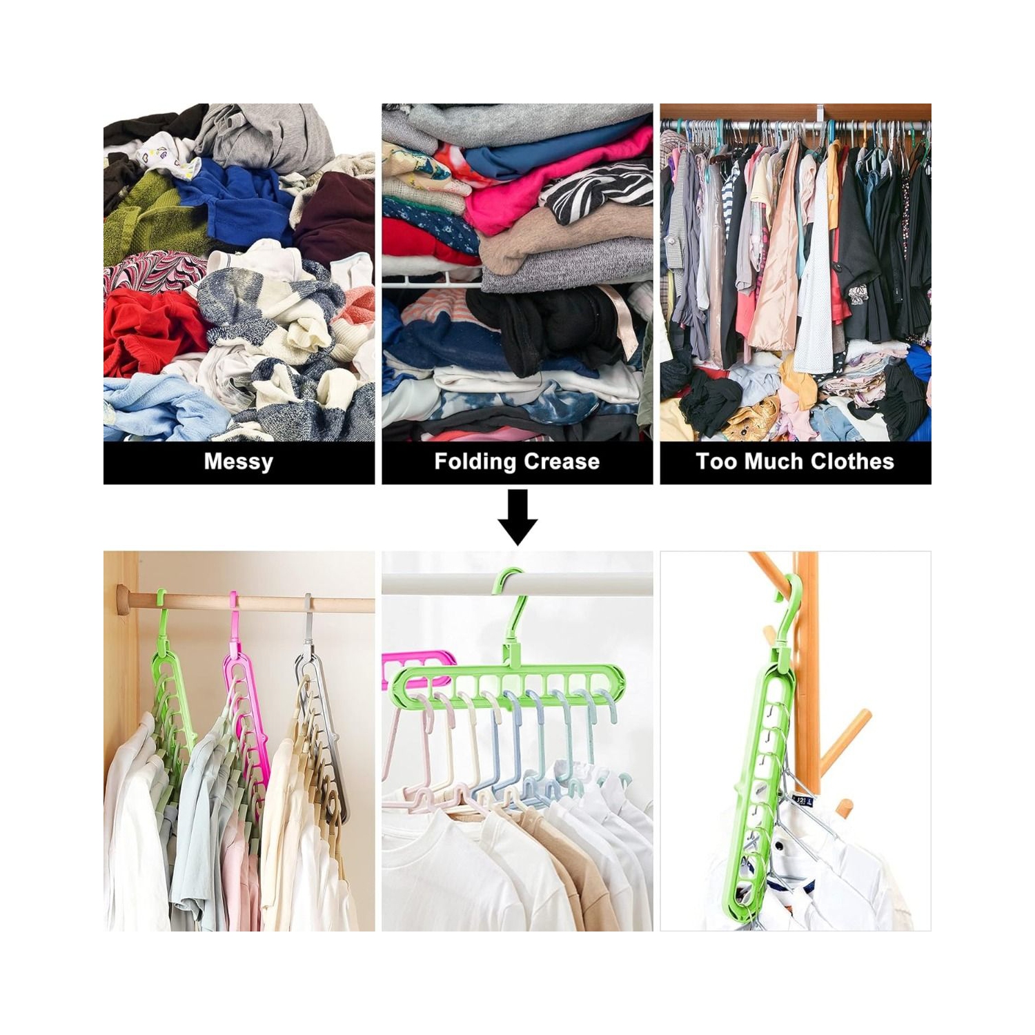 Range-placard et rangement, cintres pour organisateur de placard, cintres Magic Space Saving avec 9 trous pour rangement de placard, rangement de