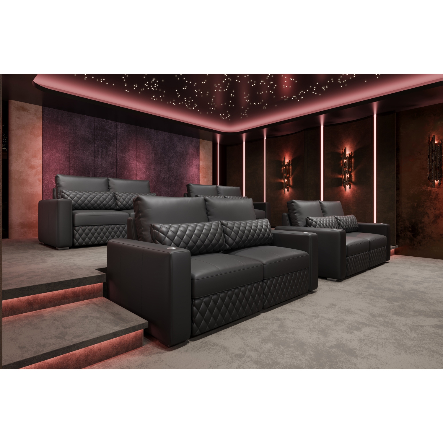 Valencia – sofa modulaire Pisa Ultimate Nappa 20000 en cuir, causeuse, noir