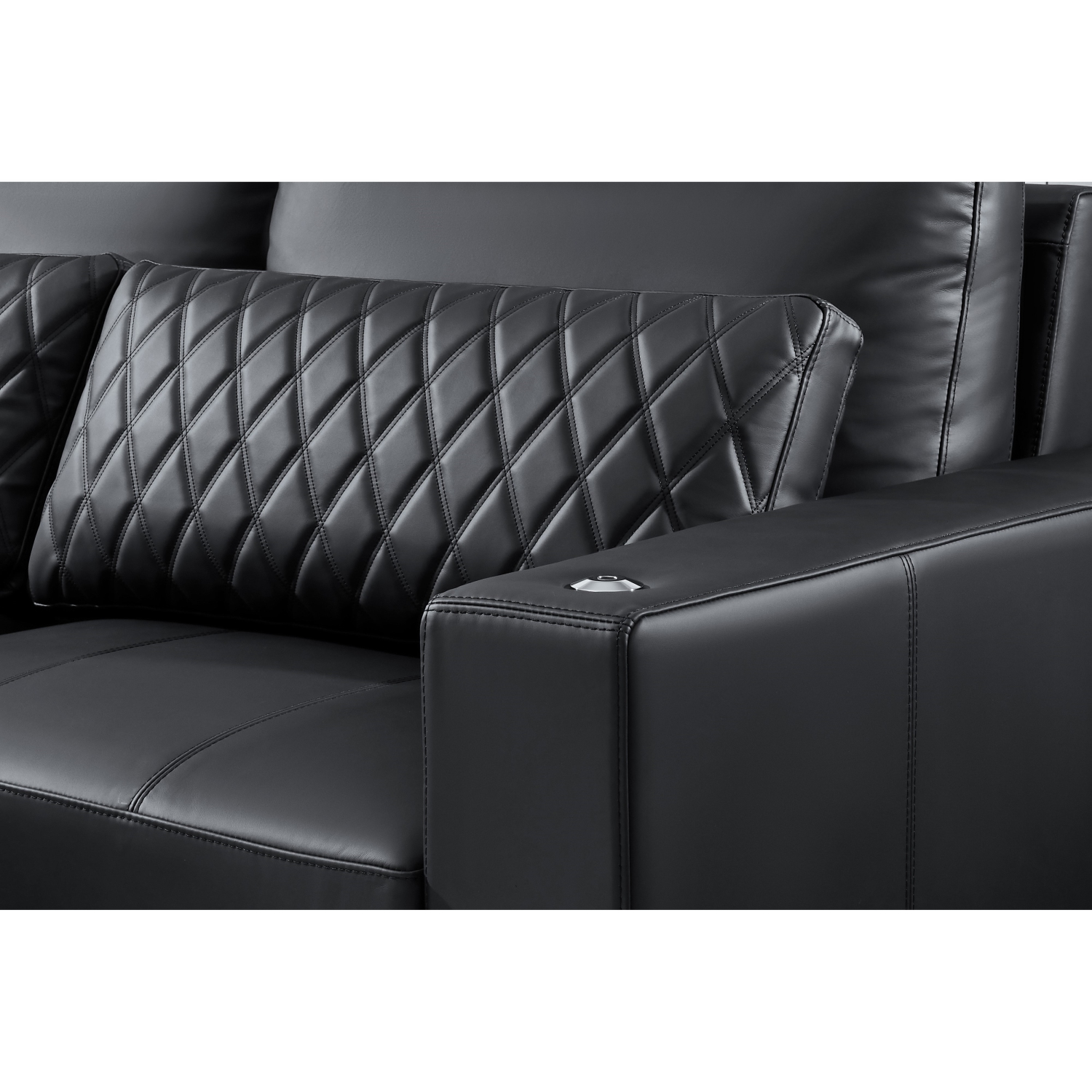 Valencia – sofa modulaire Pisa Ultimate Nappa 20000 en cuir, causeuse, noir