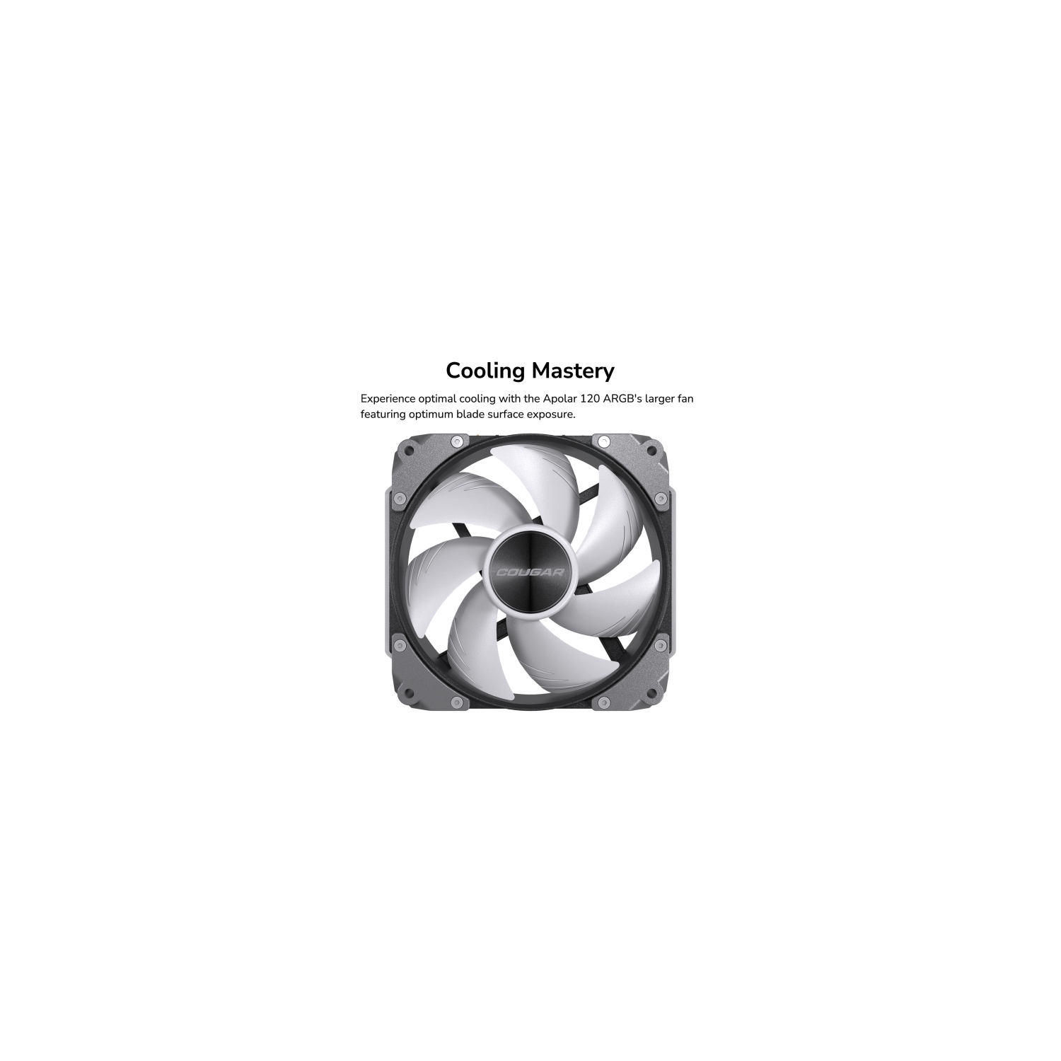 COUGAR Apolar 120 ARGB Modular PC Case Cooling Fan High Performance Fan 4 Pin PWM / 3 Pin ARGB Lighting Hydro Dynamic Bearings 120x120x28 mm, White
