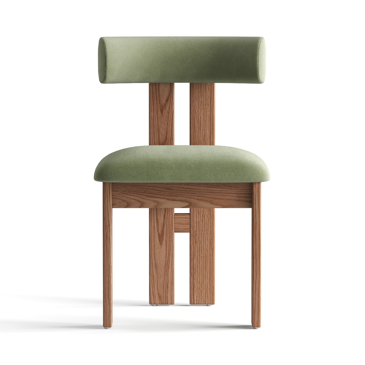 Valencia – Chaise de salle à manger en velours imitation mohair Carlo, vert olive