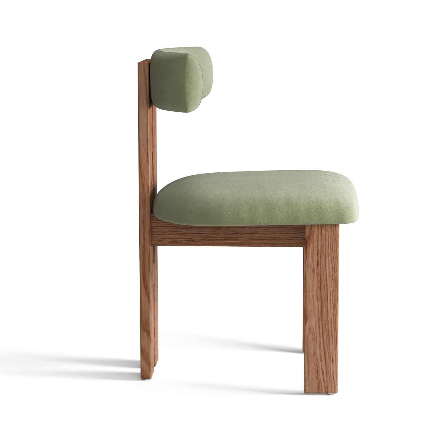 Valencia – Chaise de salle à manger en velours imitation mohair Carlo, vert olive