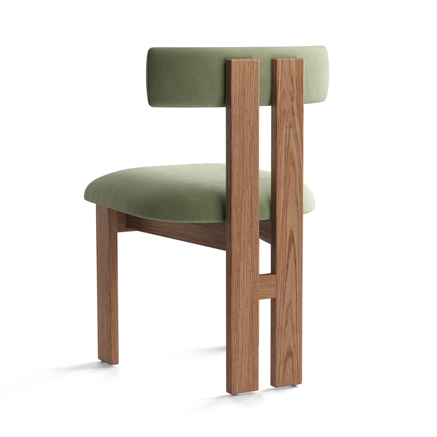 Valencia – Chaise de salle à manger en velours imitation mohair Carlo, vert olive