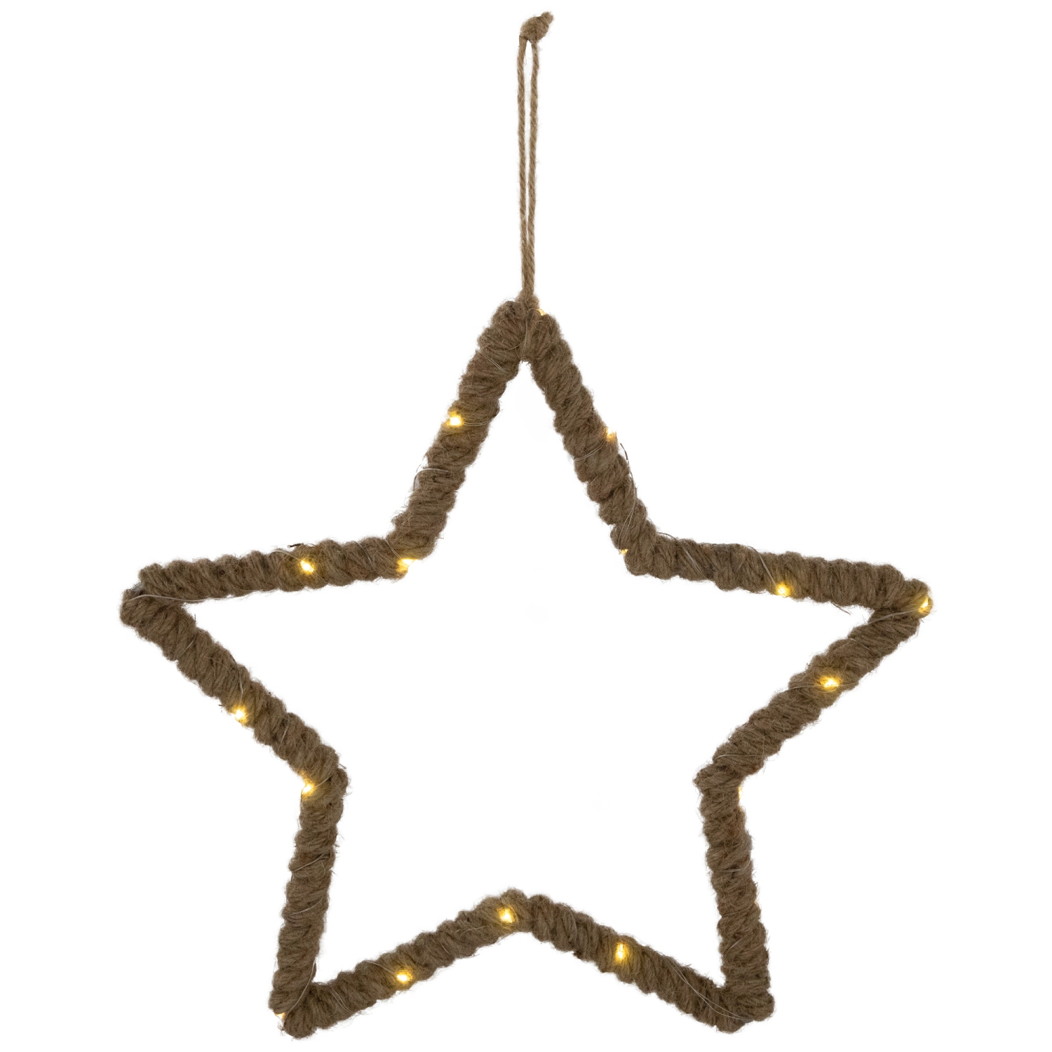 Lighted Jute Wrapped Star Silhouette Christmas Hanging Decoration - 11.5"