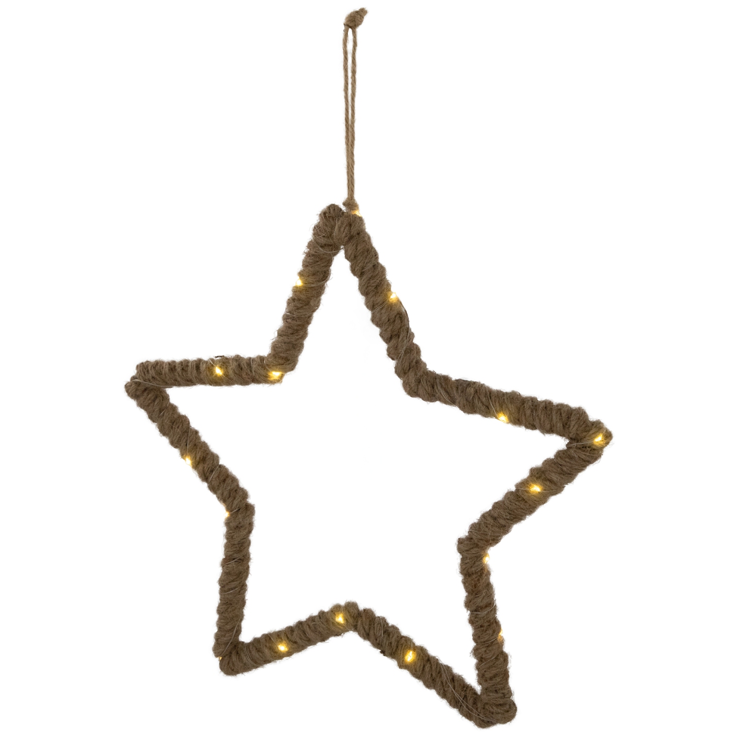 Lighted Jute Wrapped Star Silhouette Christmas Hanging Decoration - 11.5"