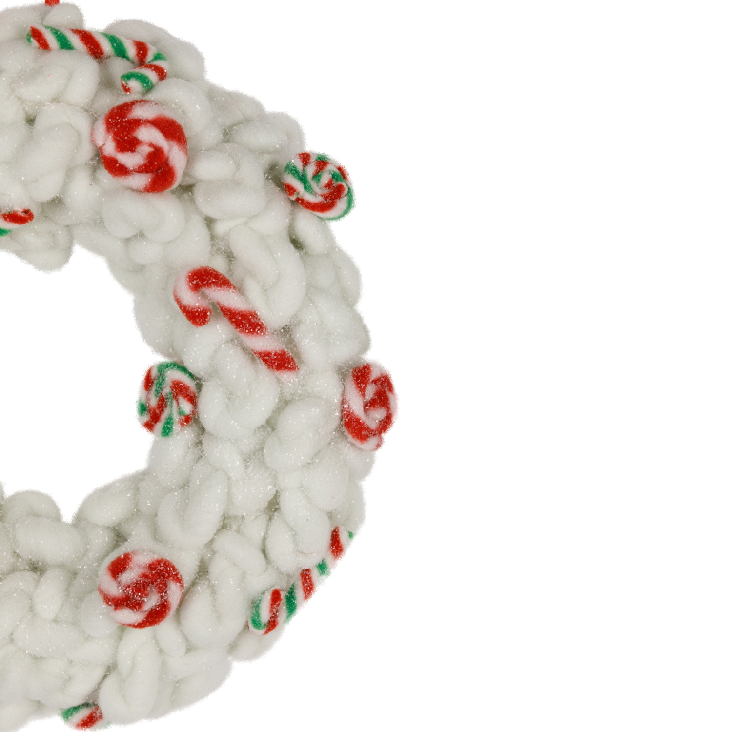 Plush Peppermint and Candy Canes Small Christmas Wreath Decoration - 13" - Unlit