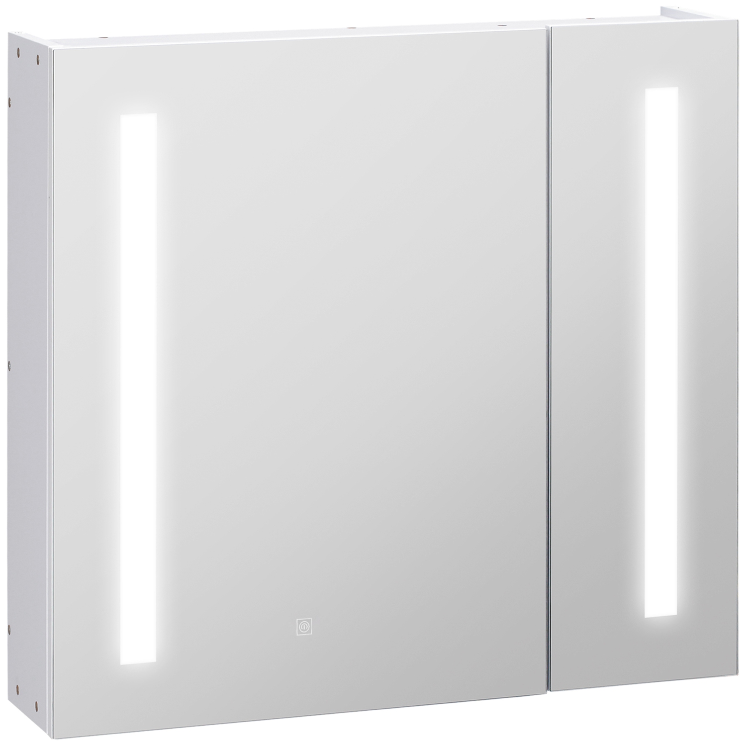 kleankin LED Medicine Cabinet with Mirror and Lights, 27.5" x 25.5" Lighted Bathroom Wall Cabinet, Bathroom Mirror Cabinet with Adjustable Shelf, USB Charge, White