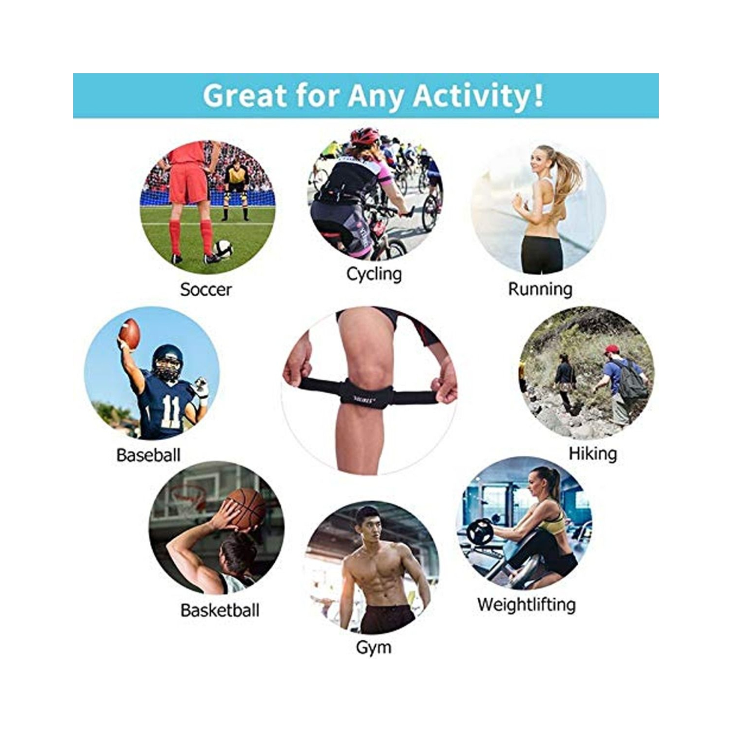 Support strap for men pain relief running gym squats,Patella Brace Protector Band for Sports with bridge belt Pads for Running, basketball outdoor