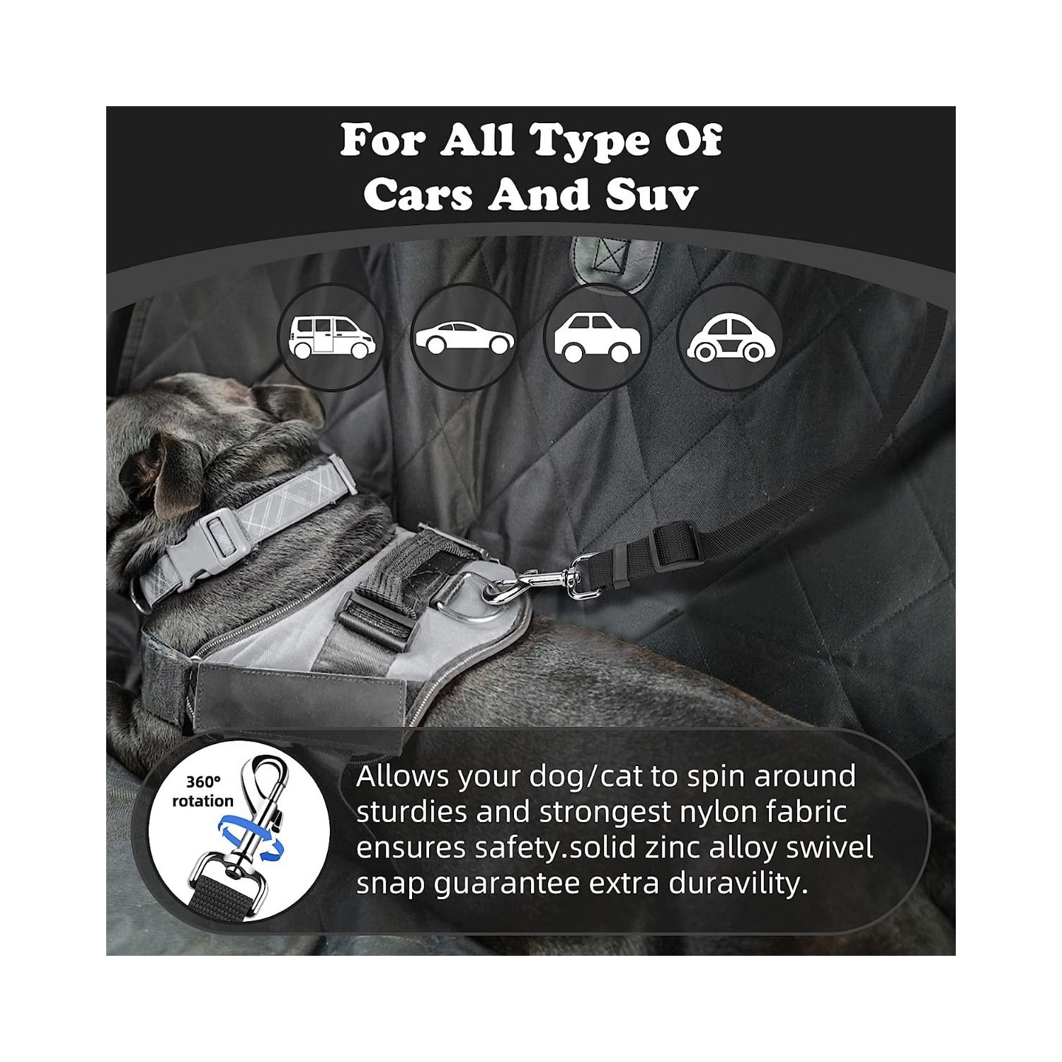 Pet Dog Cat Seat Belts, Car Headrest Restraint Adjustable Safety Leads Vehicle Seatbelt Harness 3-in-1 Dog Car Seat Belt, Dog Short Leash, Pet Car