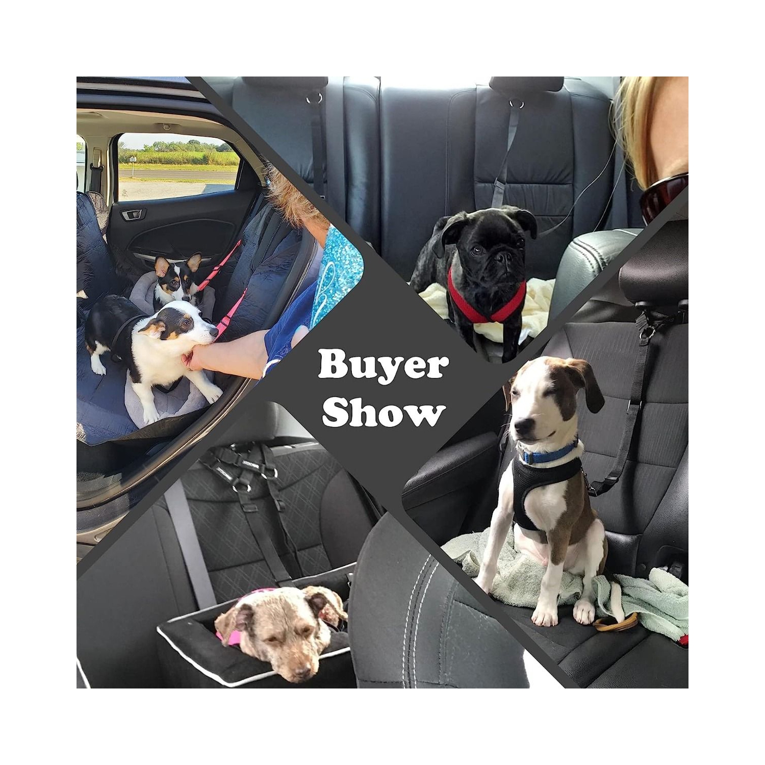 Pet Dog Cat Seat Belts, Car Headrest Restraint Adjustable Safety Leads Vehicle Seatbelt Harness 3-in-1 Dog Car Seat Belt, Dog Short Leash, Pet Car