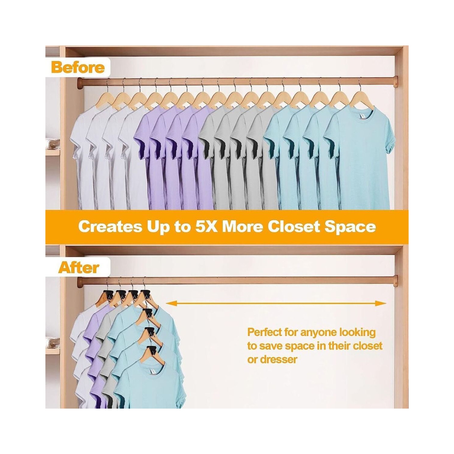 Space Saving Hanger Hooks,Clothes Hanger Connector Hooks, Heavy Duty Hanger Hooks for Organizer Closet, Fits All Hangers