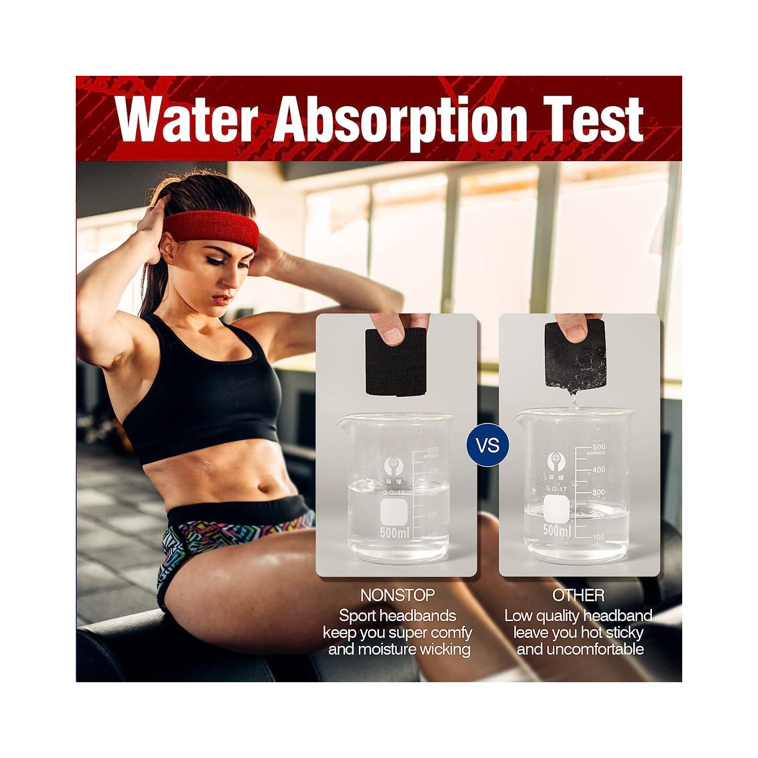 Bandeau d'exercice en coton doux anti-humidité et anti-dérapant large bande pour hommes et femmes