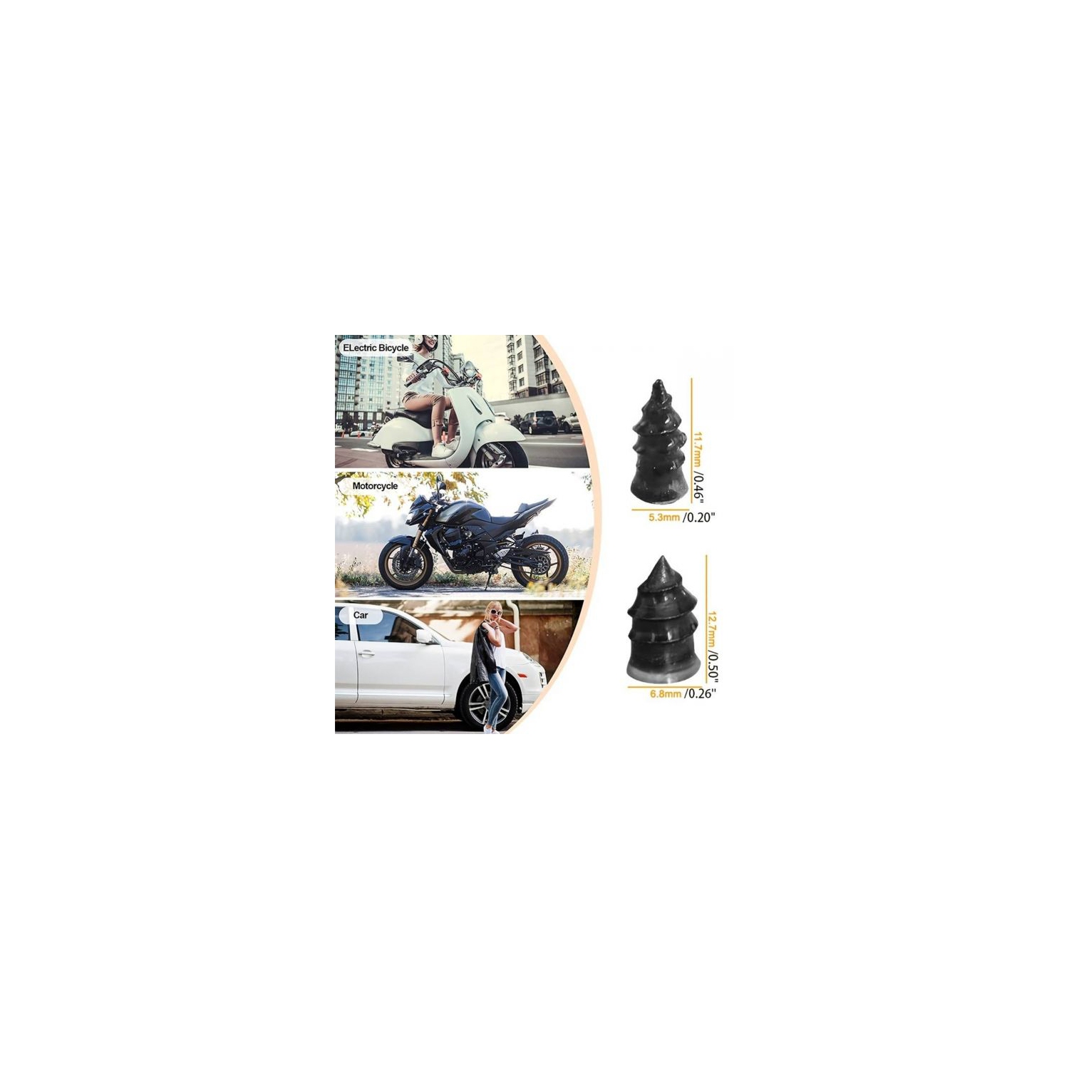 Clous de vis en caoutchouc à clous de réparation de pneus pour l'auto 10pcs + jeu d'outils rapides tournevis