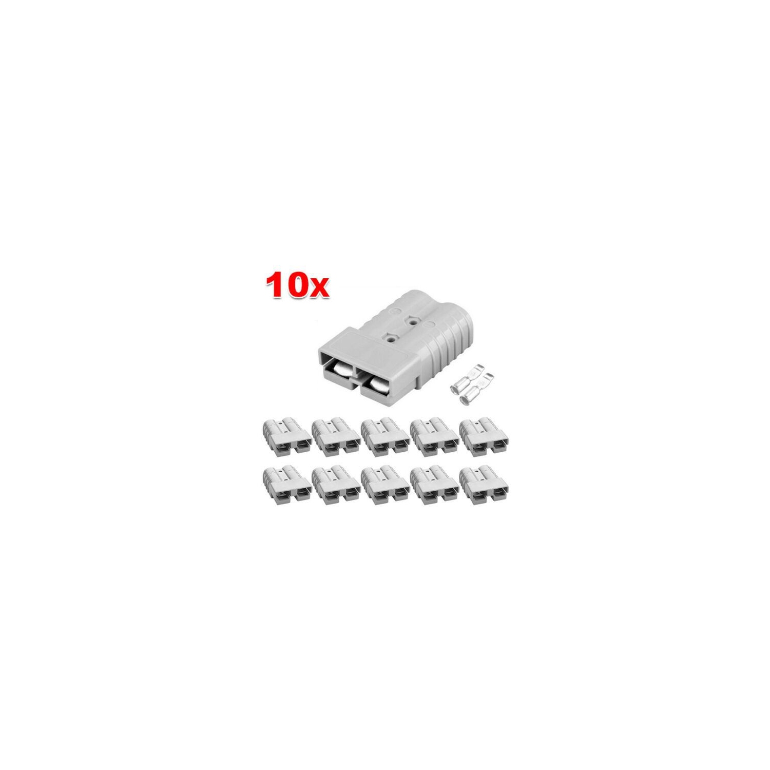 10Pcs 50Amp Anderson Style Plug-10 Pack - The plugs is impact resistant polycarbonate and connectors are silver plated solid copper terminals