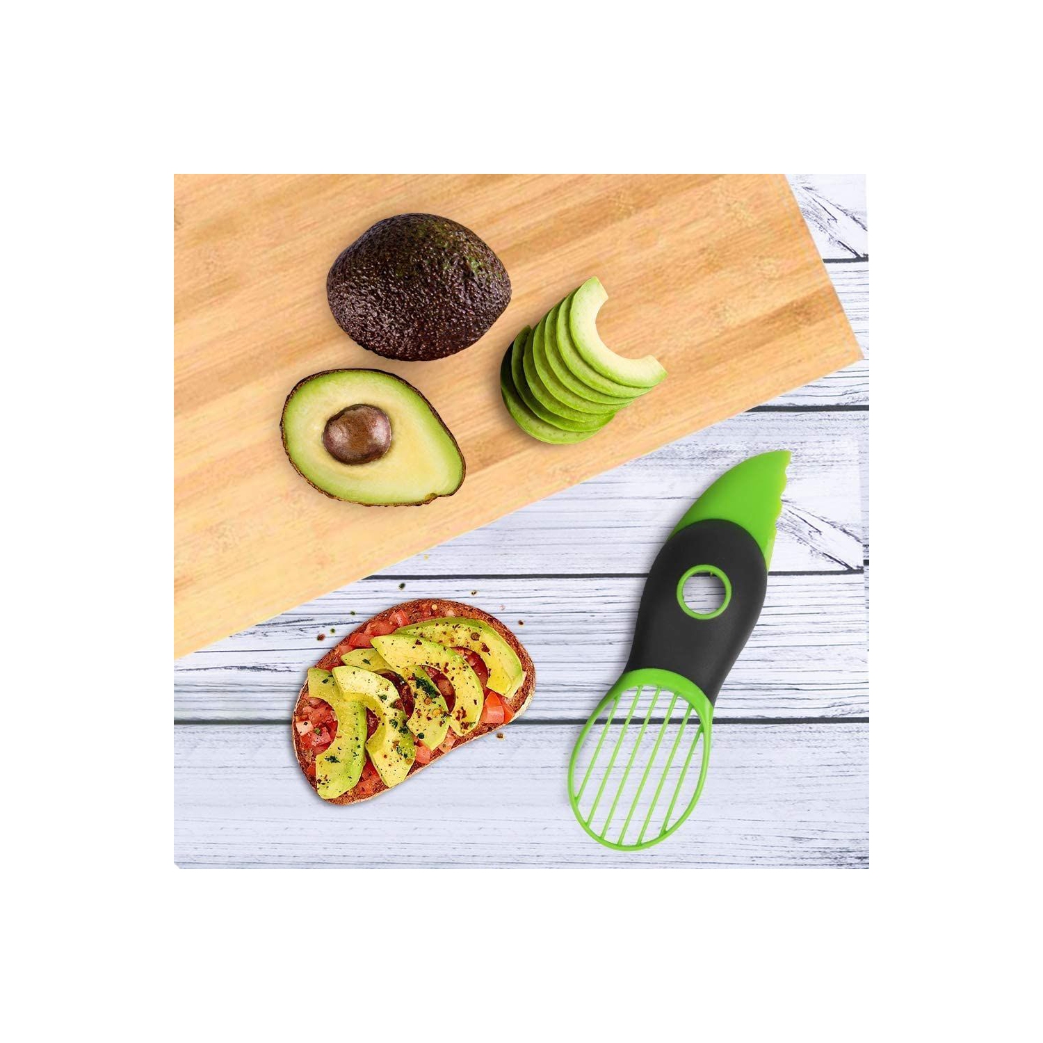 Coupe-avocat, meilleur coupe-avocat 3 en 1, coupe-mangue, coupe-chiku, coupe-bananes multifonctionnel, coupe-outil avocat avec poignée antidérapante