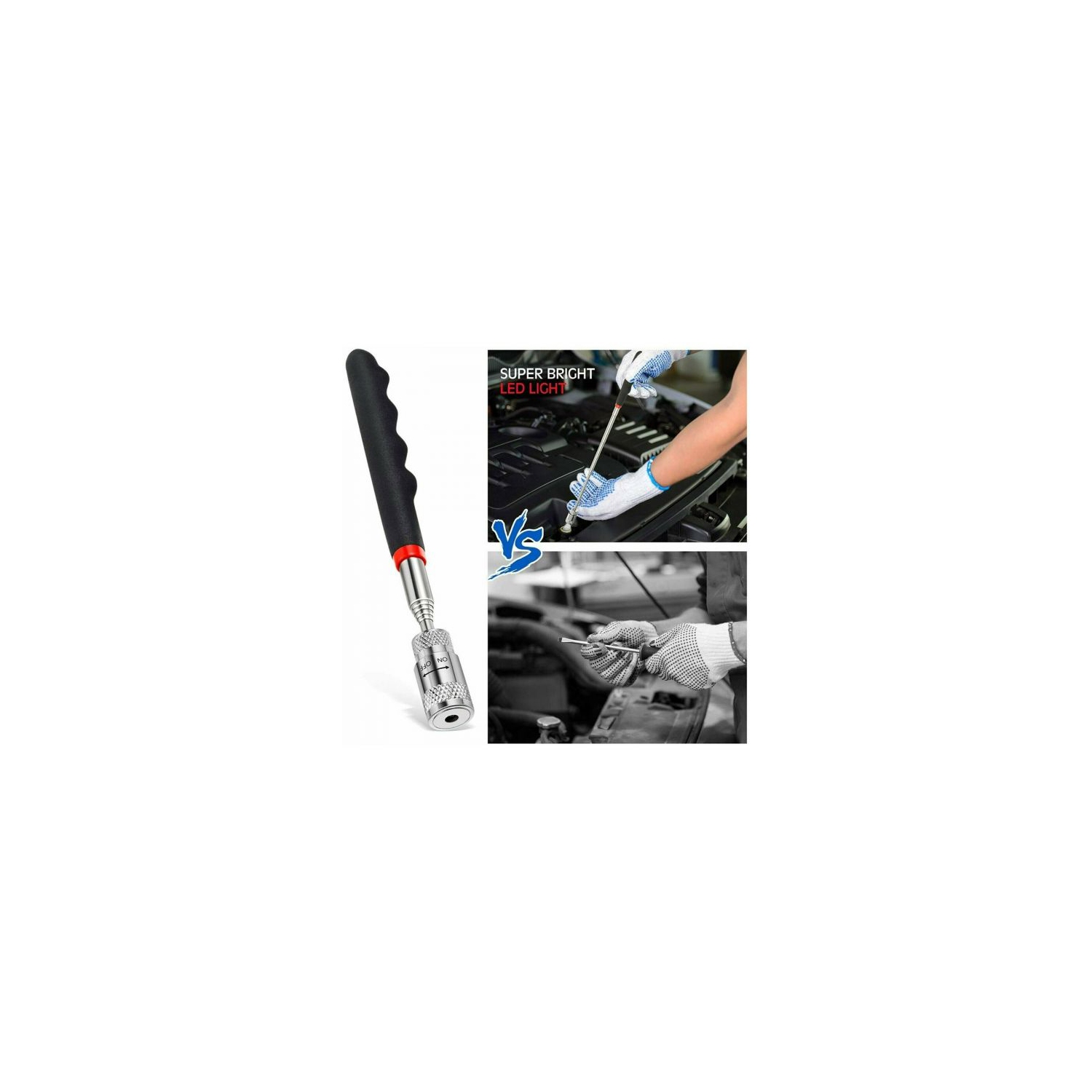 3pcs/OPP aimant acier inoxydable Outils de prise télescopique équipement d'éclairage