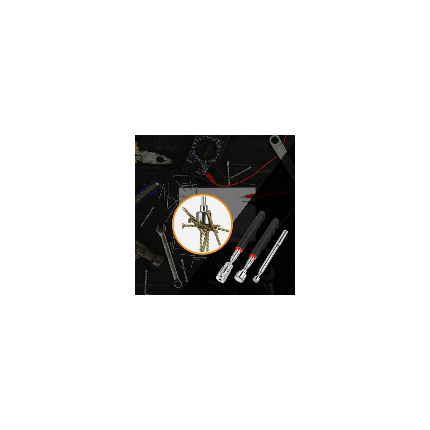 3pcs/OPP aimant acier inoxydable Outils de prise télescopique équipement d'éclairage