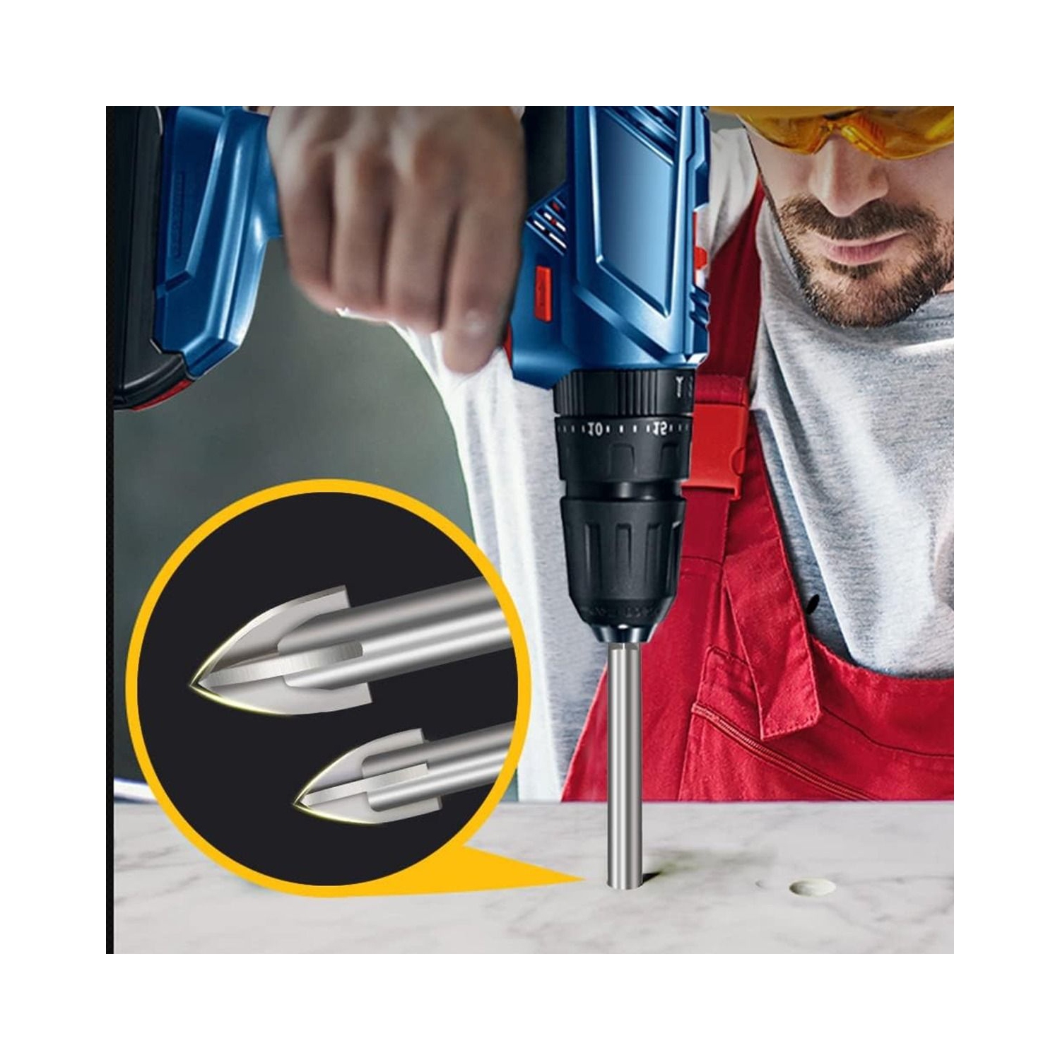 Jeu de forets, tige hexagonale 5pcs pour mur de briques résistant à la rouille