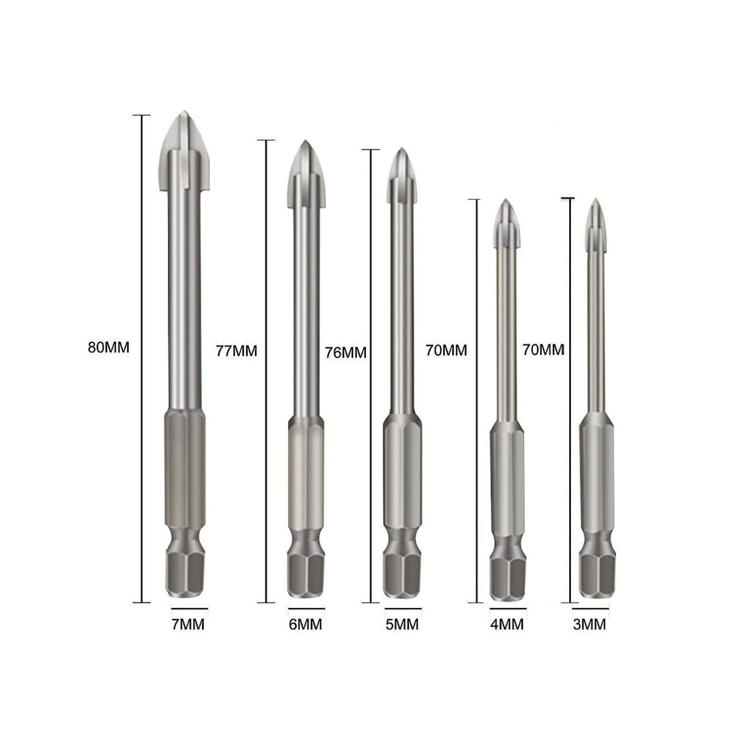 Jeu de forets, tige hexagonale 5pcs pour mur de briques résistant à la rouille