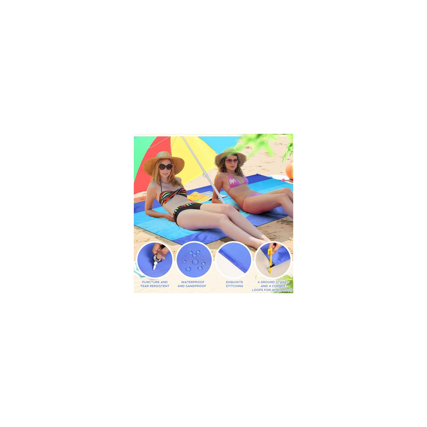 Couverture Très grand tapis de plage étanche surdimensionné à séchage rapide Couverture de pique-nique légère pour le camping, les voyages, les