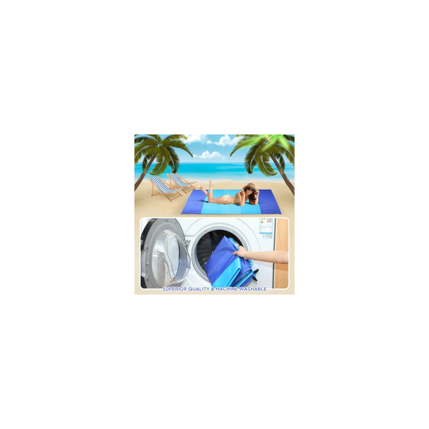 Couverture Très grand tapis de plage étanche surdimensionné à séchage rapide Couverture de pique-nique légère pour le camping, les voyages, les