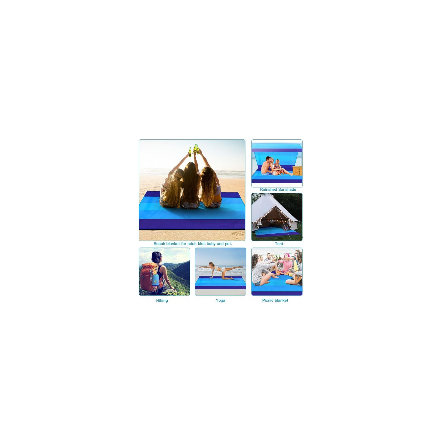 Couverture Très grand tapis de plage étanche surdimensionné à séchage rapide Couverture de pique-nique légère pour le camping, les voyages, les