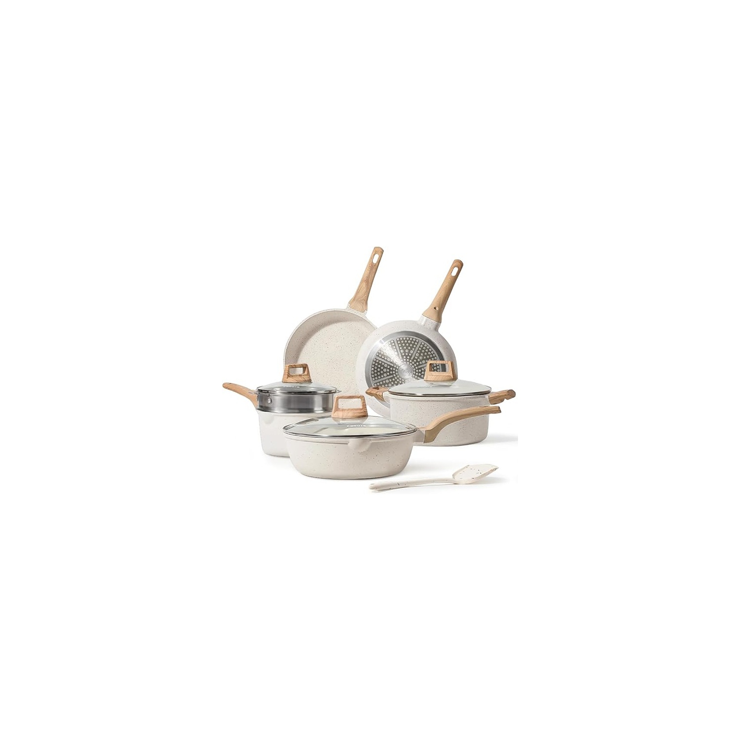 CAROTE ‎23.23 x 14.76 x 7.87 cm Pots and Pans Set Nonstick White