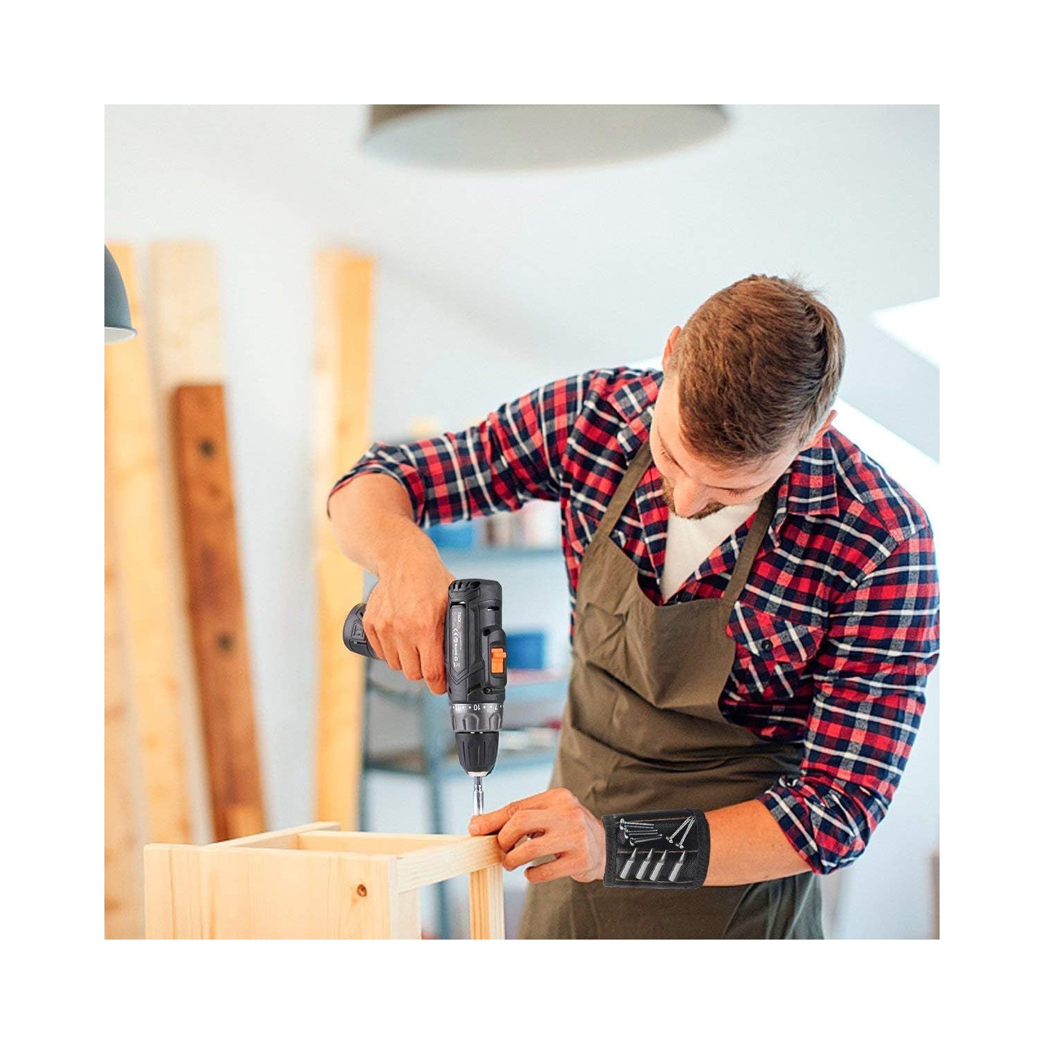 Bracelet magnétique - Cadeaux pour hommes - Gadgets Cadeau pour hommes - Outil Bracelet avec 15 aimants puissants, Meilleur outil Cadeaux pour papa