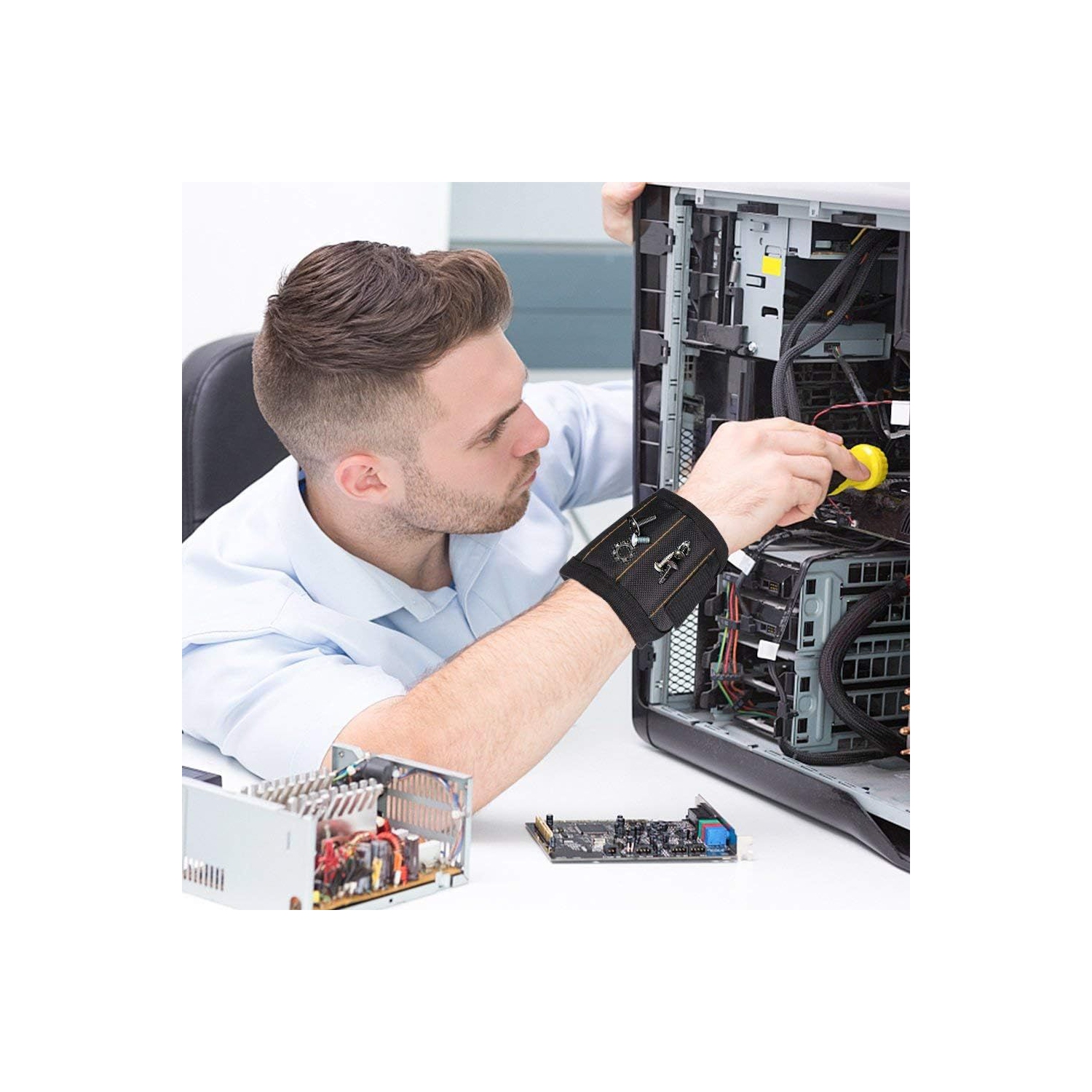 Bracelet magnétique - Cadeaux pour hommes - Gadgets Cadeau pour hommes - Outil Bracelet avec 15 aimants puissants, Meilleur outil Cadeaux pour papa