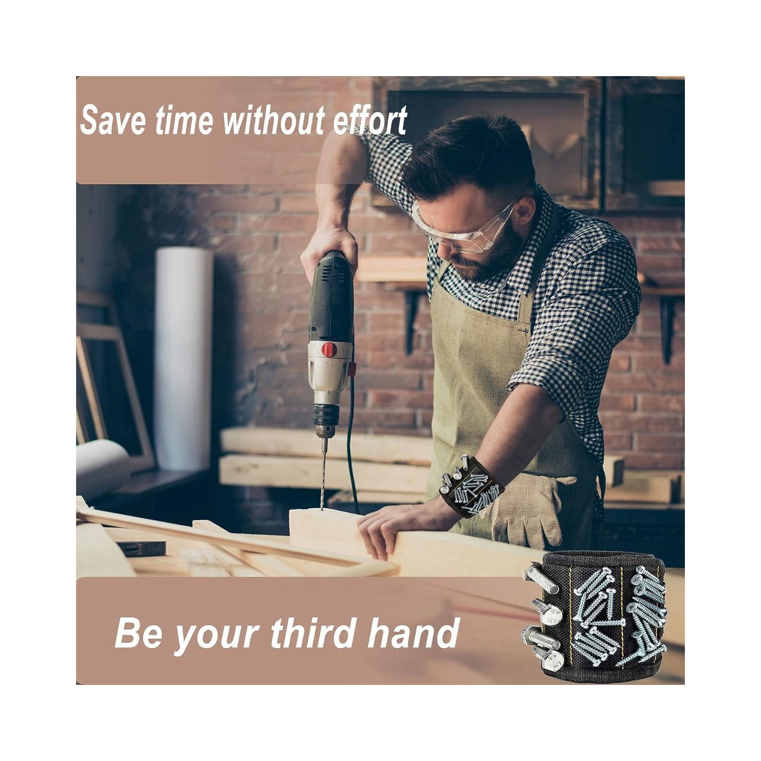 Bracelet magnétique - Cadeaux pour hommes - Gadgets Cadeau pour hommes - Outil Bracelet avec 15 aimants puissants, Meilleur outil Cadeaux pour papa