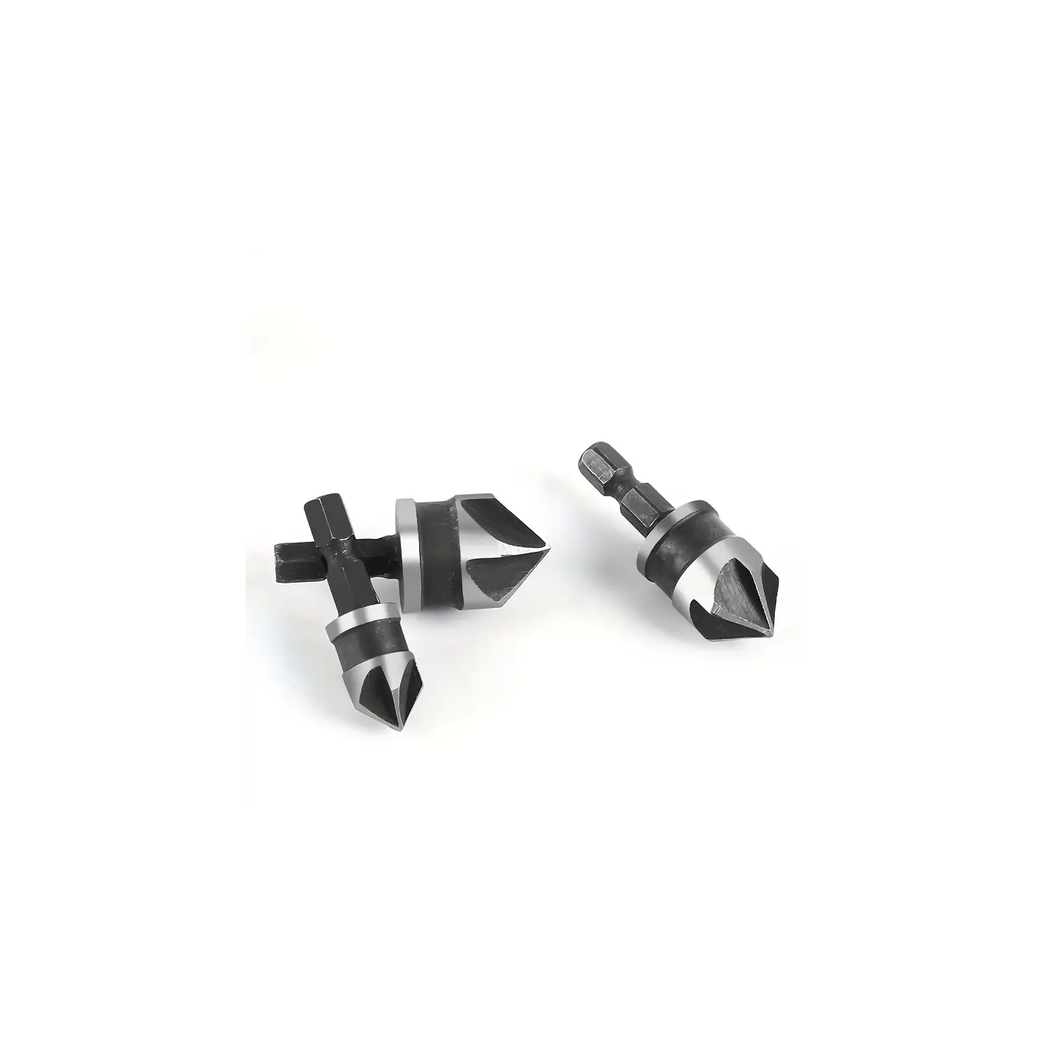 3pcs/outil de chanfreinage acier au carbone 90 degrés Ensemble de trois pièces 12-19 mm ouvre-trou de menuiserie, noir, cobalt