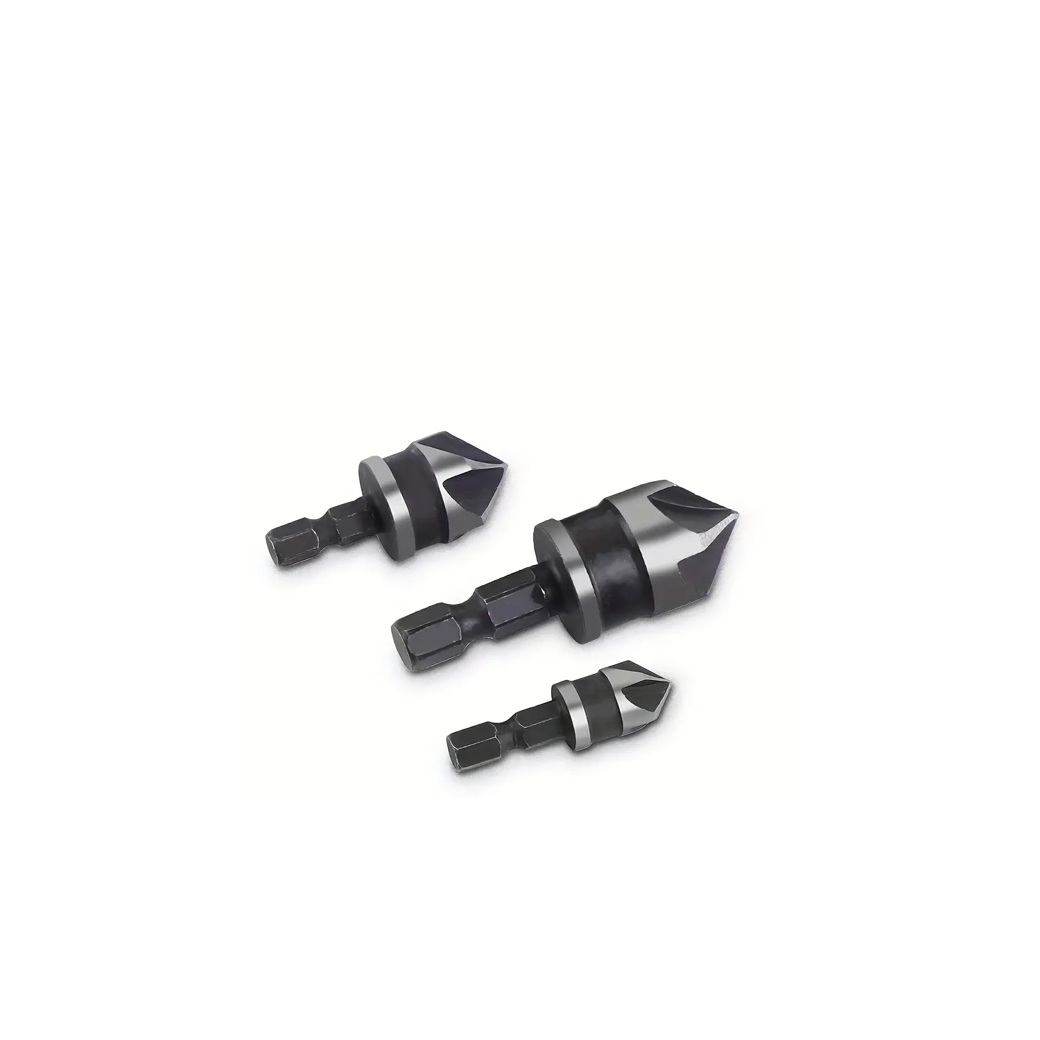 3pcs/outil de chanfreinage acier au carbone 90 degrés Ensemble de trois pièces 12-19 mm ouvre-trou de menuiserie, noir, cobalt