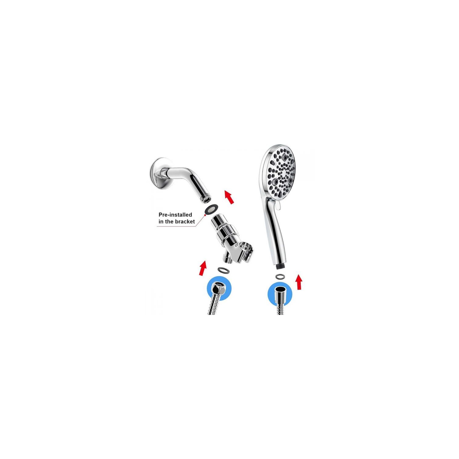 Douche de bain avec aérographe cette pomme de douche ​comprend un mode pause pour mettre l'eau en pause pendant le shampooing