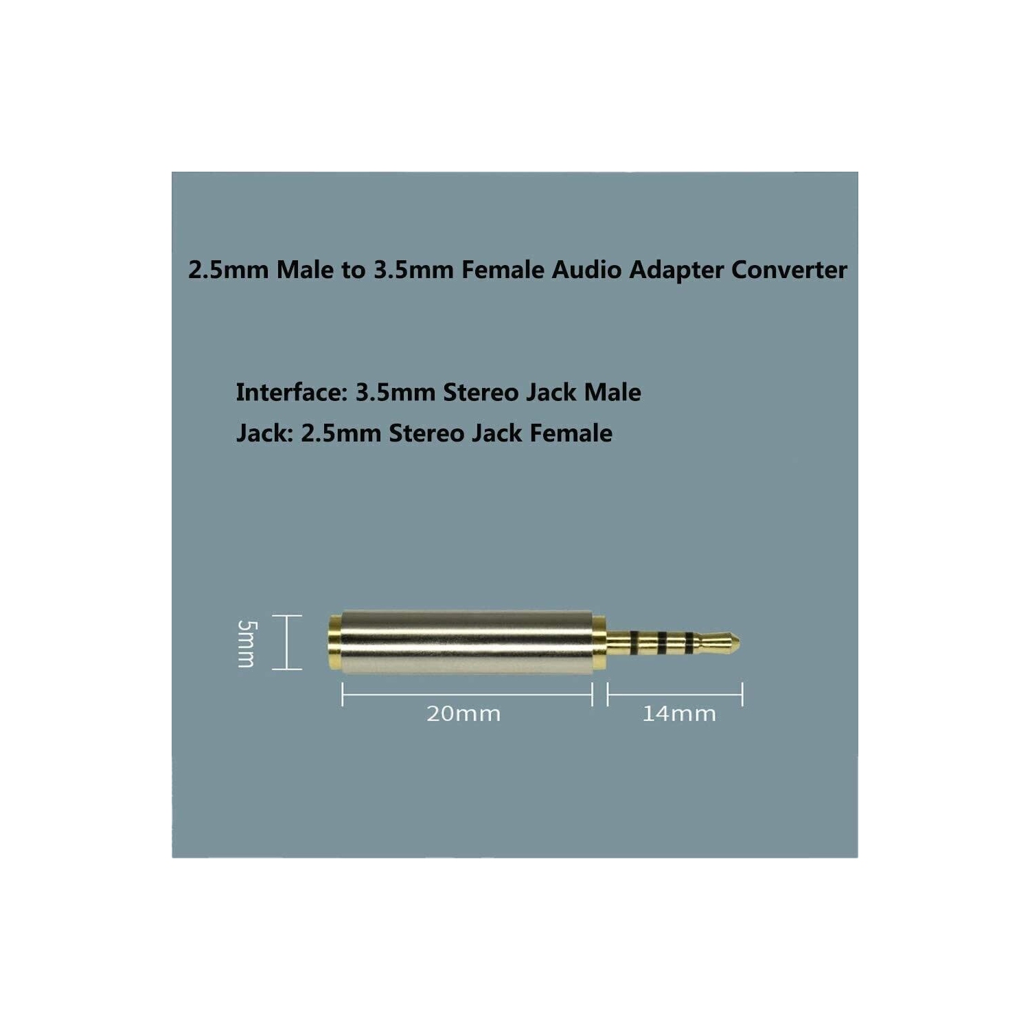 2.5mm Male to 3.5mm Female Stereo Mic Audio Headphone Adapter Converter