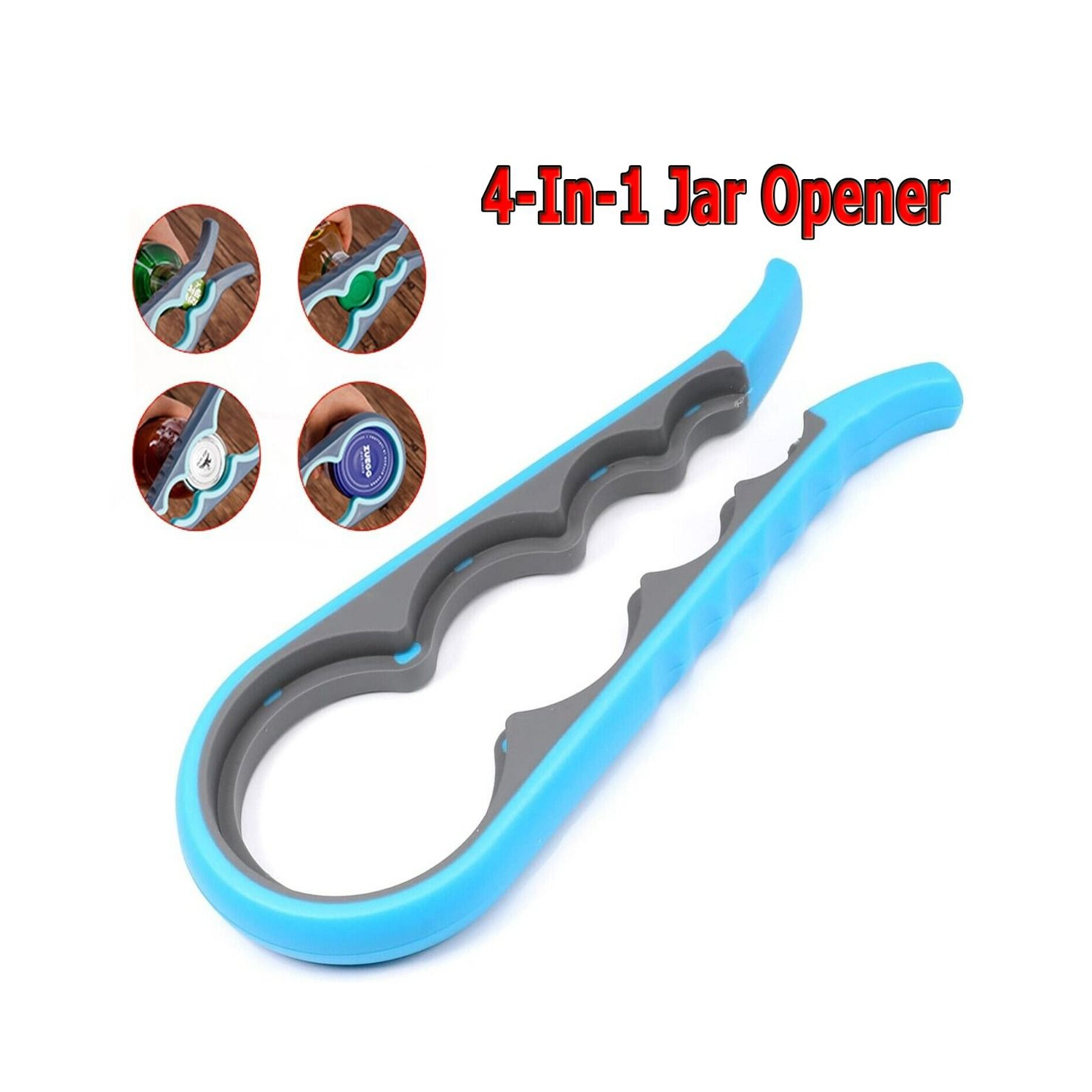 1PC ouvre-bocal 4-en-1 ergonomique multifonctionnel - ouverture sans effort pour les mains arthritiques, les aînés avec arthrite, faible prise -