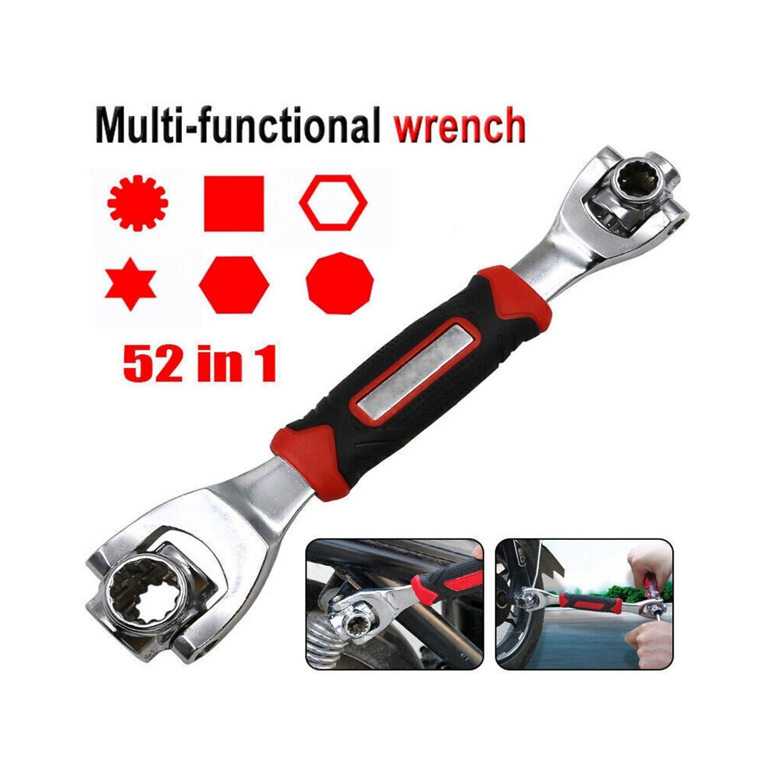 Clé à douille 1 pièces, clé à douille universelle multifonction avec tête rotative à 360 degrés, clé à ergot pour la réparation de la maison et de la