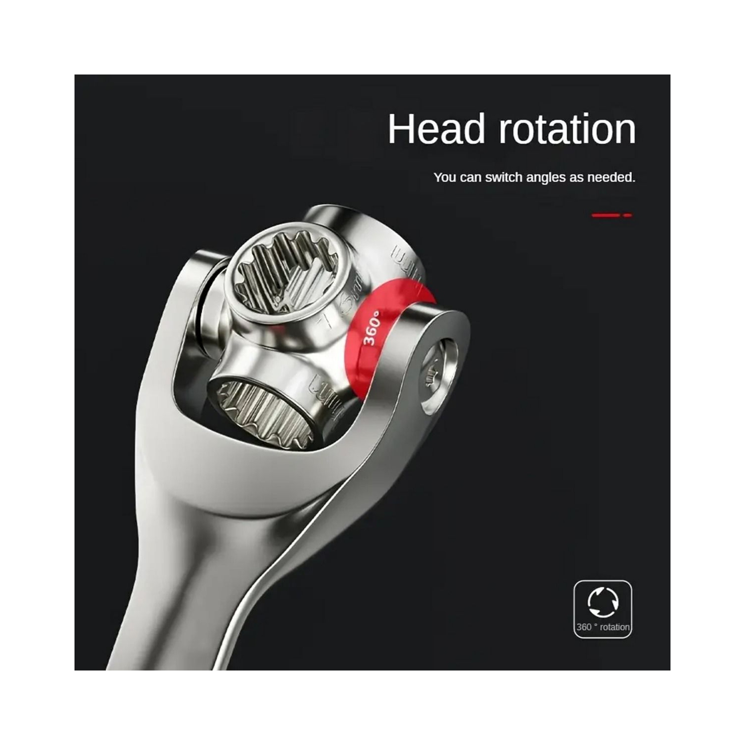 Clé à douille 1 pièces, clé à douille universelle multifonction avec tête rotative à 360 degrés, clé à ergot pour la réparation de la maison et de la