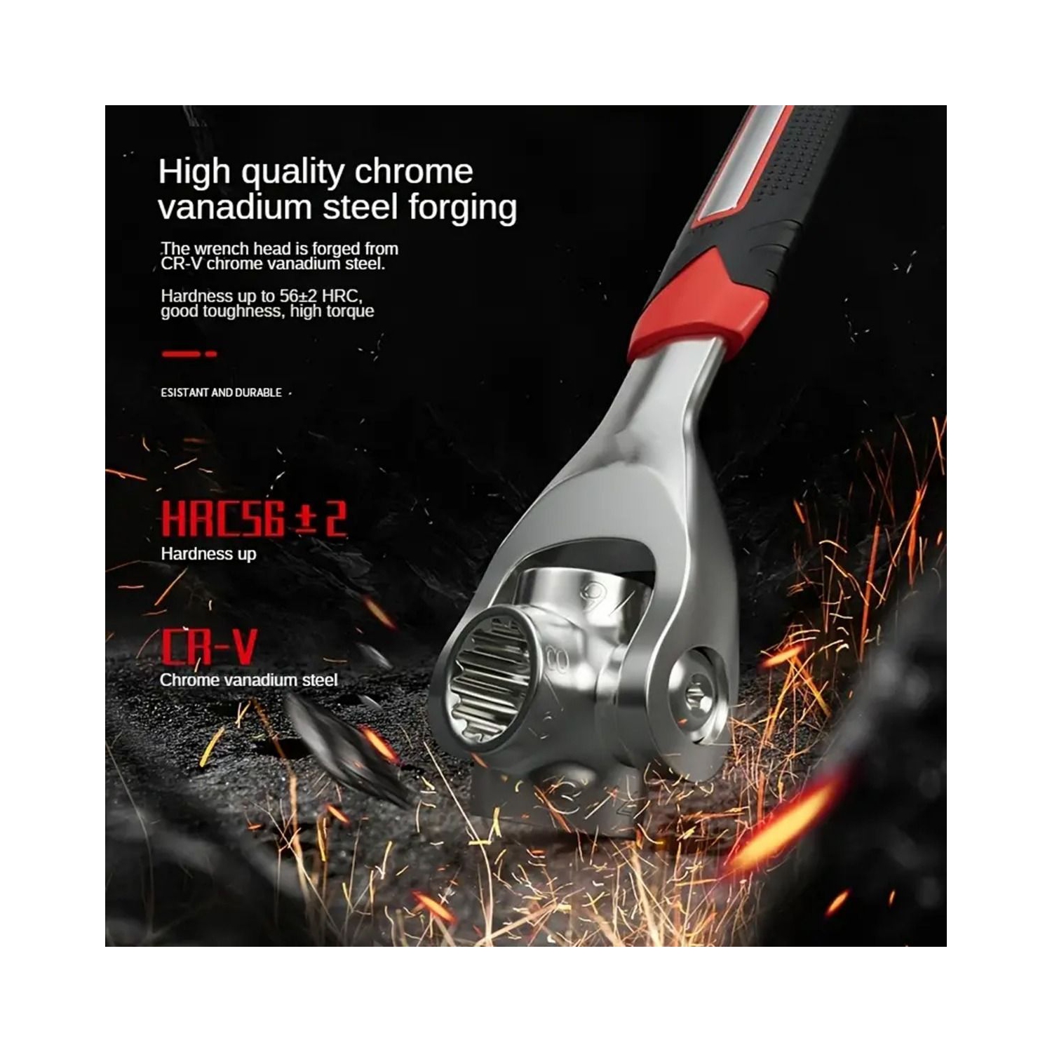 Clé à douille 1 pièces, clé à douille universelle multifonction avec tête rotative à 360 degrés, clé à ergot pour la réparation de la maison et de la