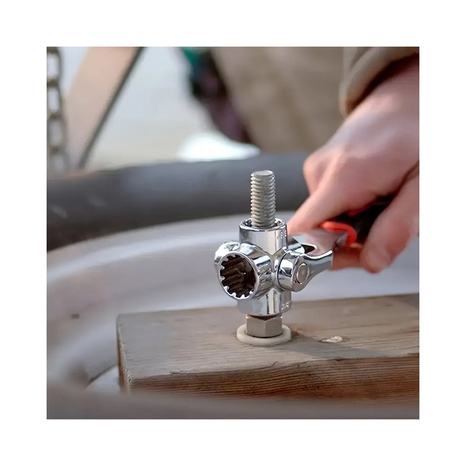 Clé à douille 1 pièces, clé à douille universelle multifonction avec tête rotative à 360 degrés, clé à ergot pour la réparation de la maison et de la