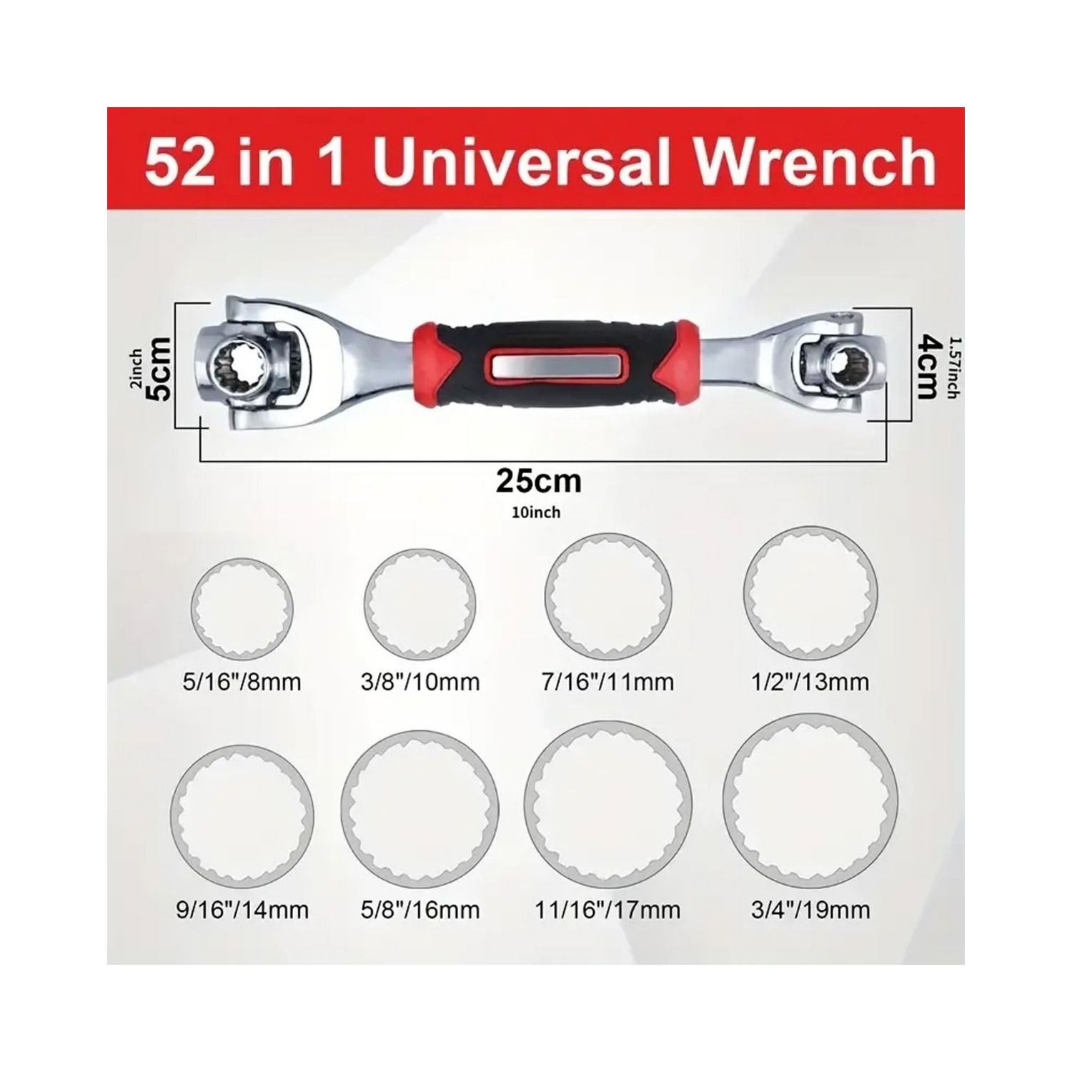 Clé à douille 1 pièces, clé à douille universelle multifonction avec tête rotative à 360 degrés, clé à ergot pour la réparation de la maison et de la