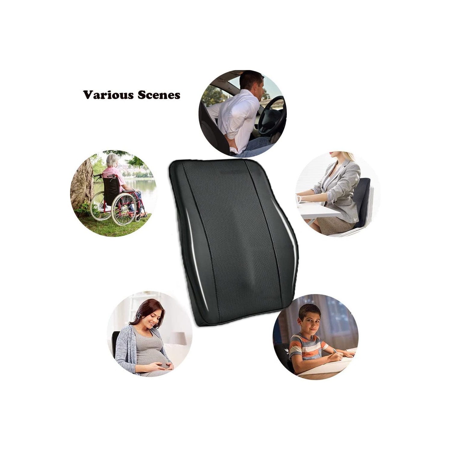 Back Cushion Car Back Cushion, Lumbar Support Car, Comfort Lumbar Cushion ​for Office Chair, Memory Foam Lumbar Cushion Back Support Cushion for Car