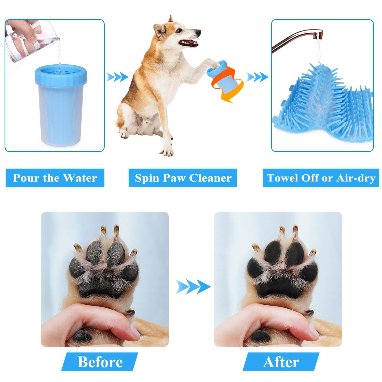 Dog Paw Cleaner Pet Foot Washer ,Portable Dog Paw Cleaner, Blue Small Paw Cleaner for Dogs, Premium Quality Pet Supplies and Dog Accessories - Blue