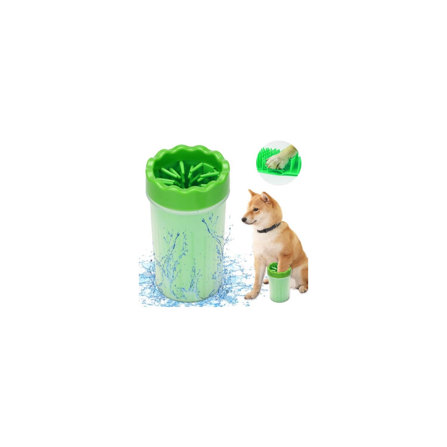 Dog Paw Washing Cup Pet Paw Cleaner Portable Dog Paw Washer with Soft Silicone Bristles for Quickly Cleaning - Green