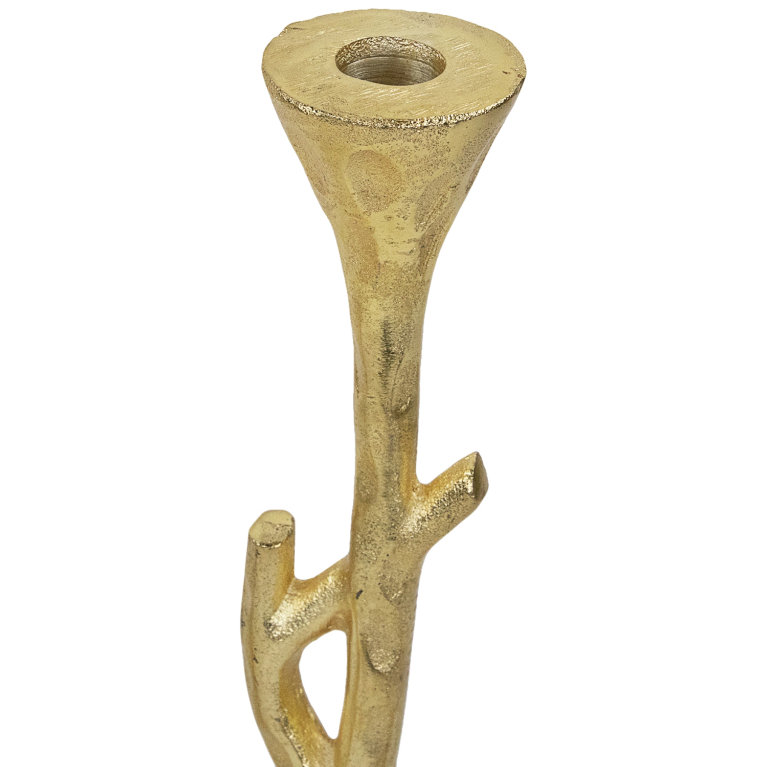 Bougeoirs à branches en métal à feuilles - 15 po - Doré - Ensemble de 2