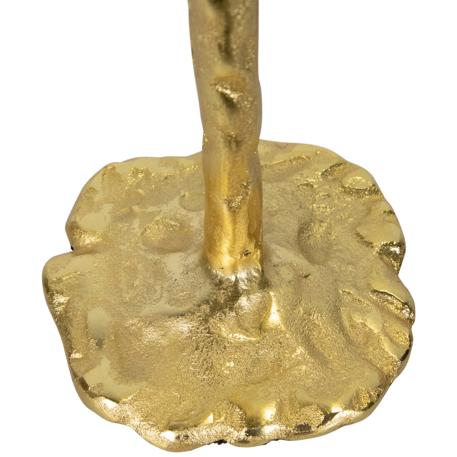 Porte-bougie fine texturé en métal avec base Lily Pad - 16 po - Doré - Ensemble de 2